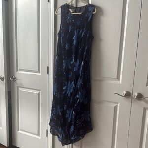 Floral Blue Sleeveless Dress